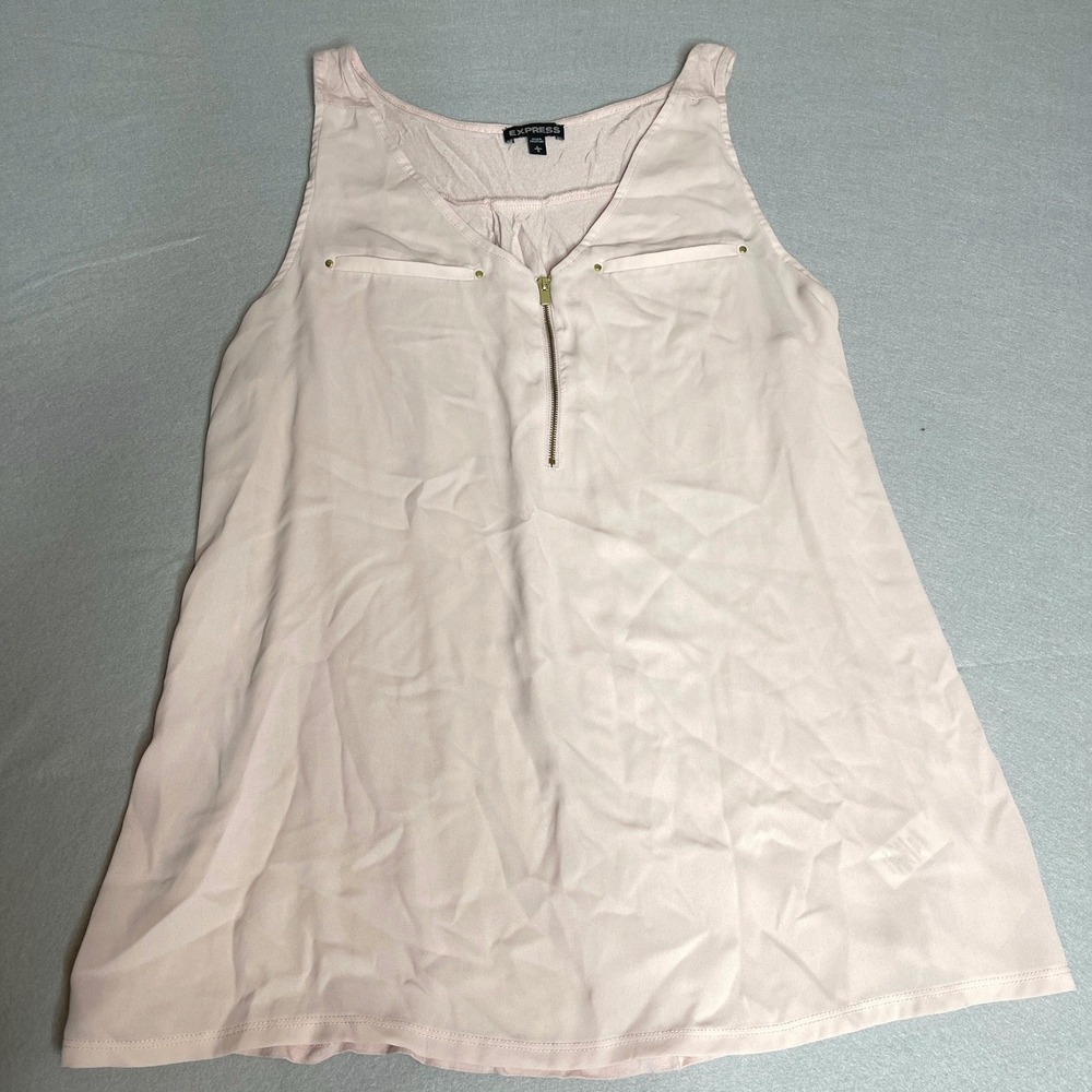 Express‎ Beige Pink Sleeveless Sheer V-Neck Blouse